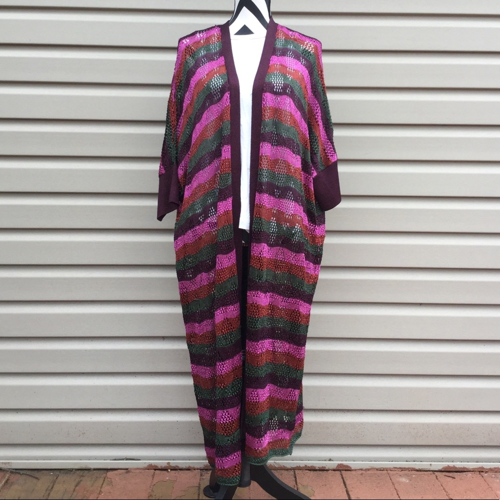 NWT Zara Long Open Knit Striped Cardigan